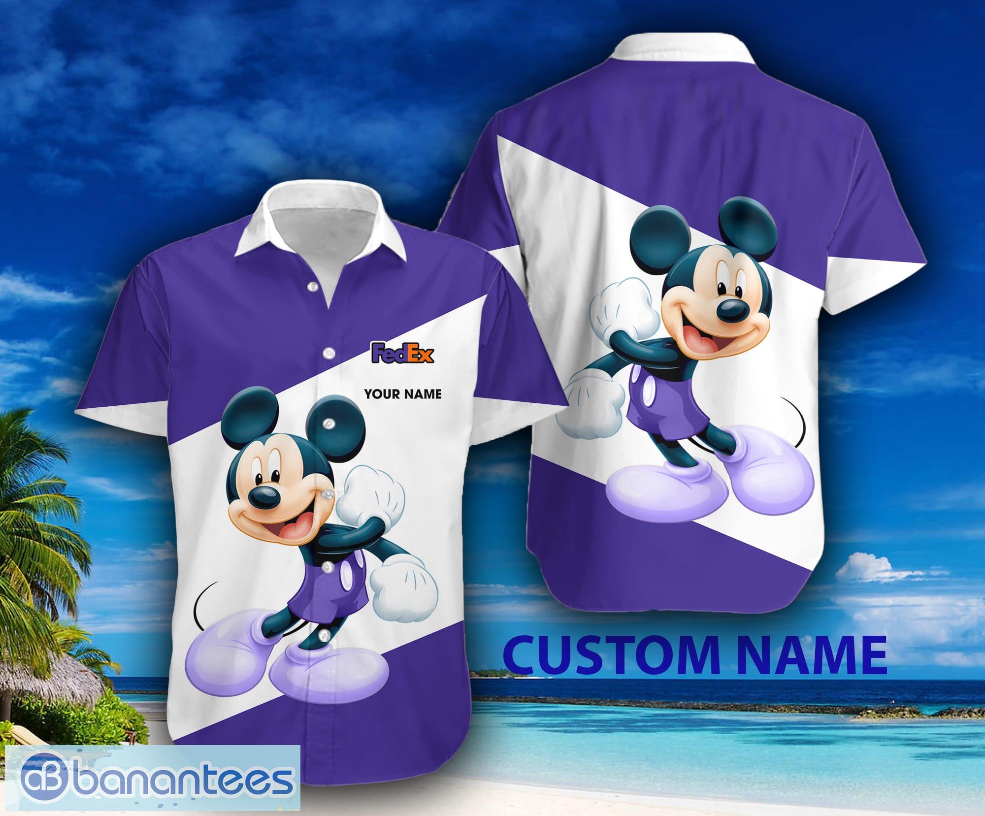 Mickey Mouse Floral Tropical Hawaiian Shirt, Disney Purple