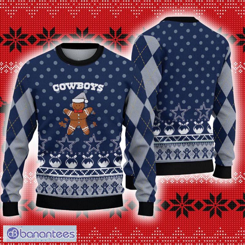 Dallas Cowboys Christmas Gingerbread Man Knitted Ugly Christmas Sweater AOP  Gift For Men And Women