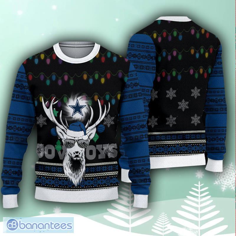 Dallas Cowboys Christmas Reindeers Pattern Ugly Sweater For Men