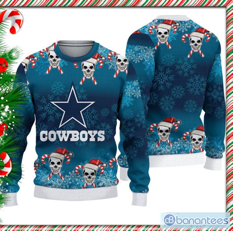 Dallas Cowboys Christmas Skull Knitted Ugly Sweater AOP For Men And Women  Gift Fans - Banantees