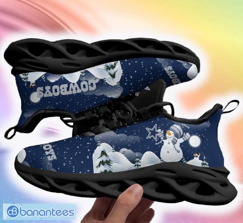 Dallas Cowboys Santa Claus Ugly Christmas Snow Flowers Blue Color Sneakers  Max Soul Shoes For Fans Gift - Banantees