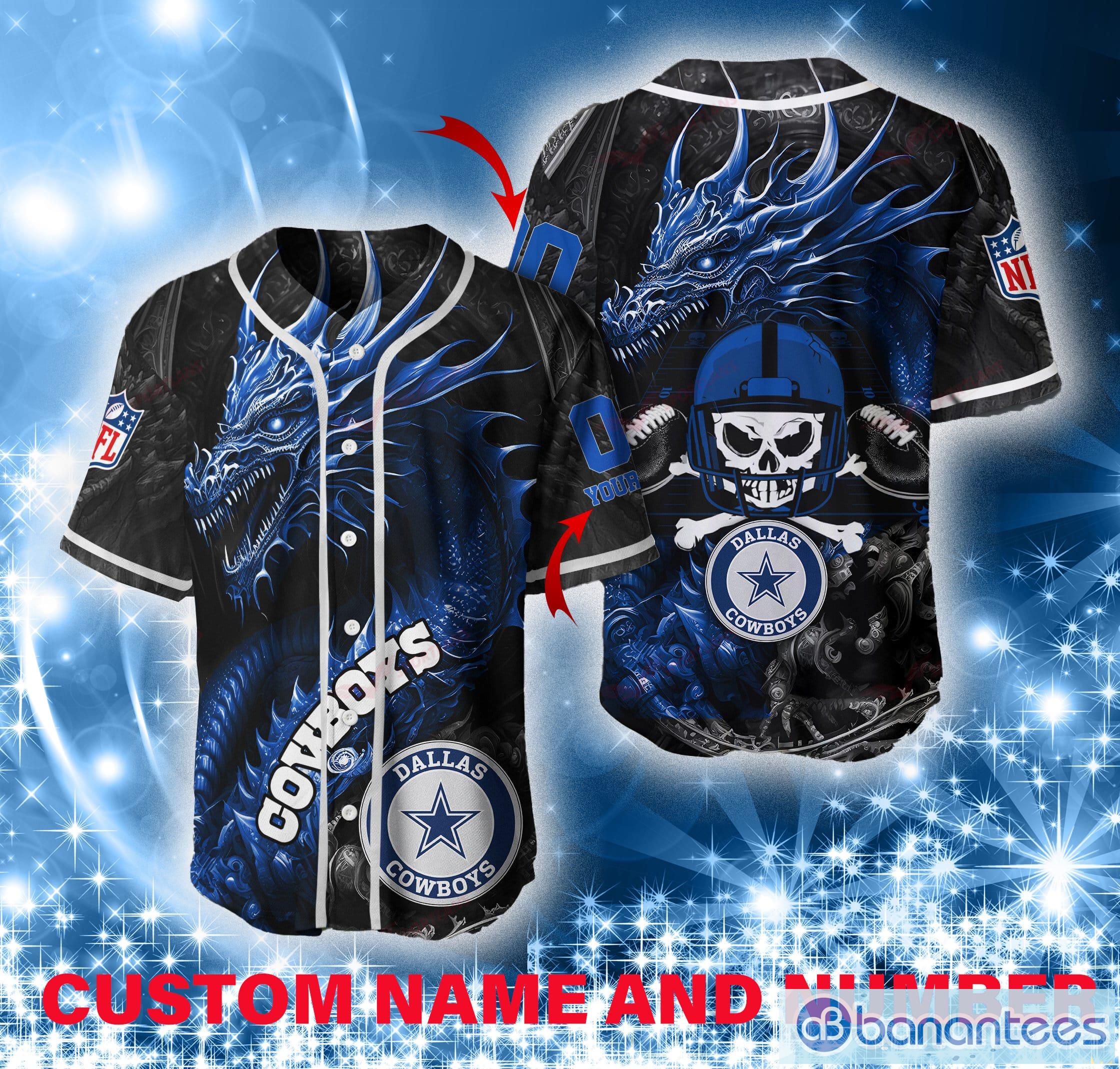 Dallas Cowboys Custom Number And Name NFL 3D Baseball Jersey Shirt Skull  For Fans Gift Halloween - Banantees