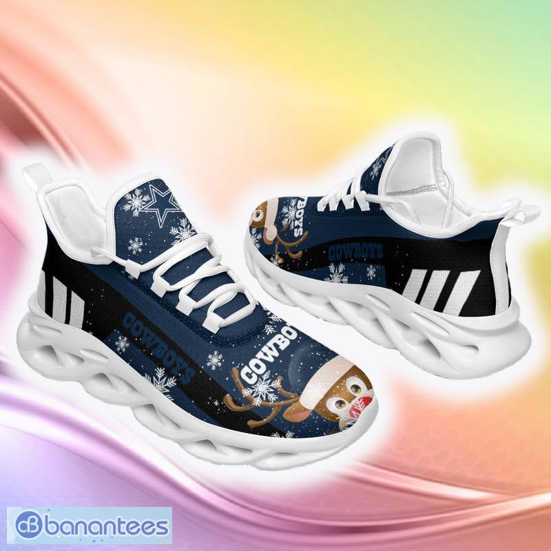 Dallas Cowboys Santa Claus Ugly Christmas Snow Flowers Blue Color Sneakers  Max Soul Shoes For Fans Gift - Banantees