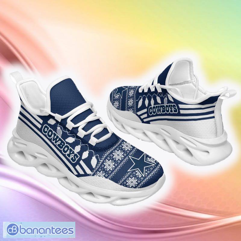 Dallas Cowboys Snow Ugly Christmas Snow Flowers Blue Color Sneakers Max  Soul Shoes For Fans Gift - Banantees