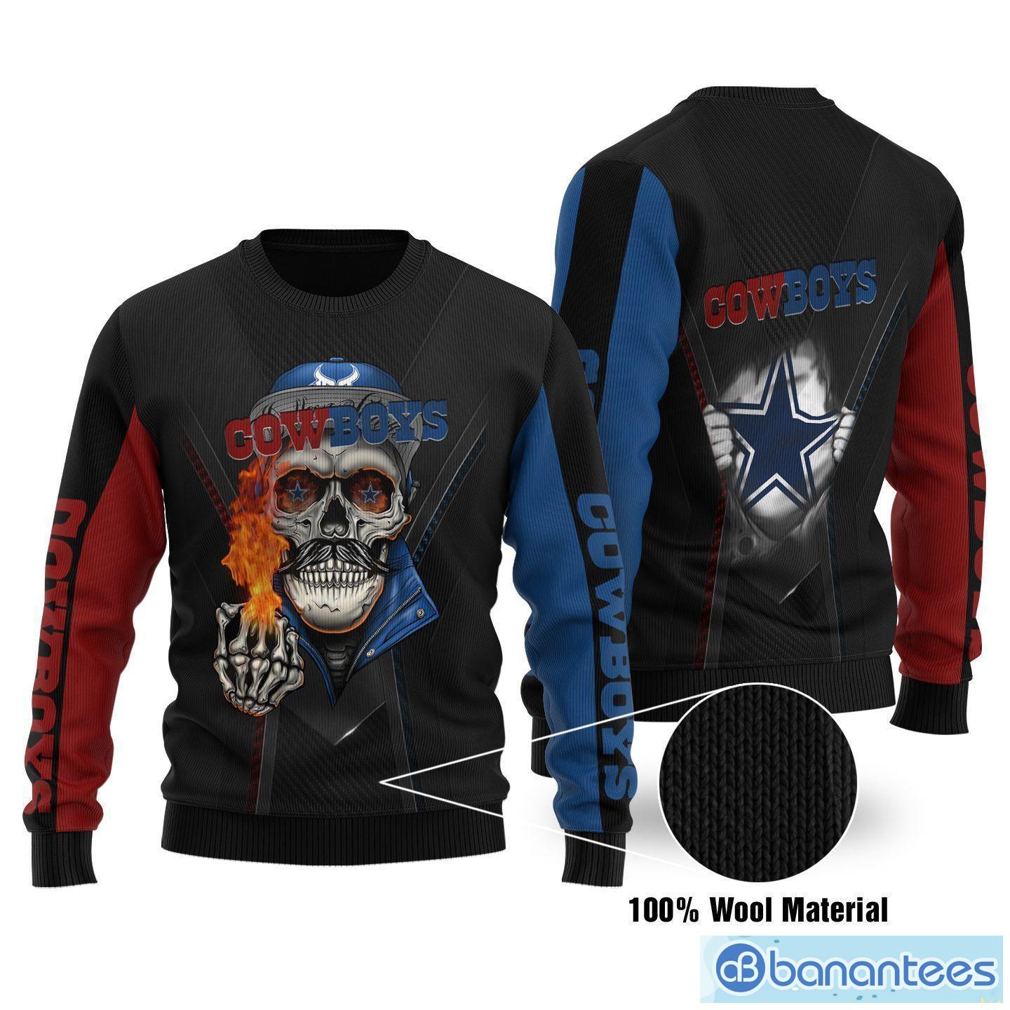 Dallas Cowboys Skull New Design 3D Hoodie All Over Print Dallas Cowboys Gift  - T-shirts Low Price