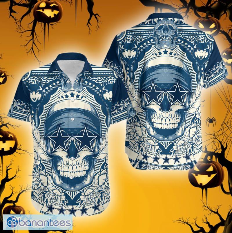 Dallas Cowboys Skull Diamon Halloween Hawaiian Shirt For Fans - Banantees