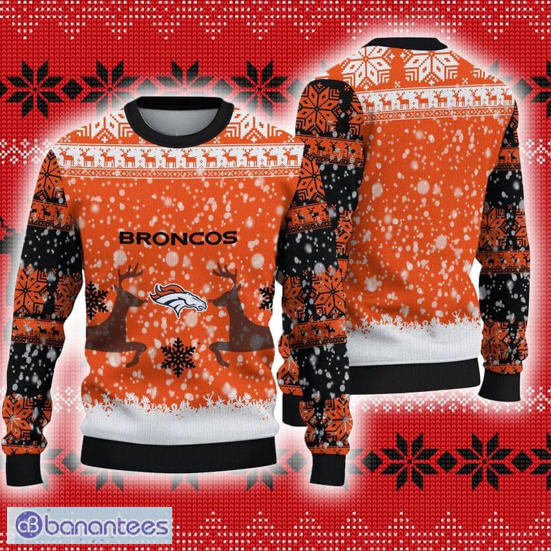 Denver Broncos Christmas Reindeer 3D Icy Knitted Sweater For Winter -  Banantees