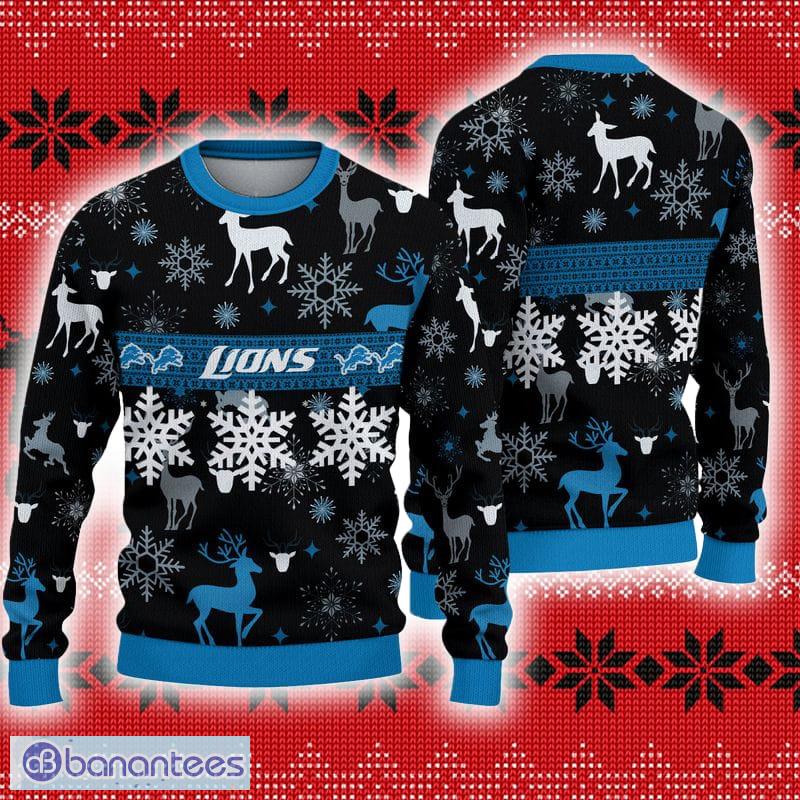 Detroit Lions Basic Pattern Ugly Christmas Sweater - Banantees