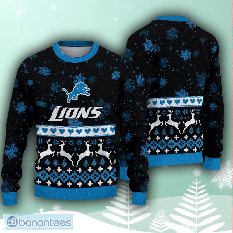 Detroit Lions Basic Pattern Ugly Christmas Sweater - Banantees