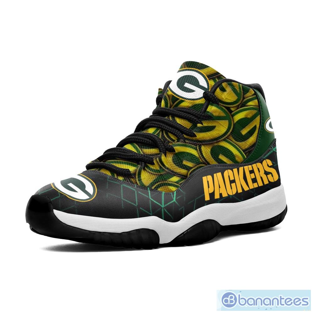 Green Bay Packers Custom Name Air Jordan 11 Sneaker Shoes For