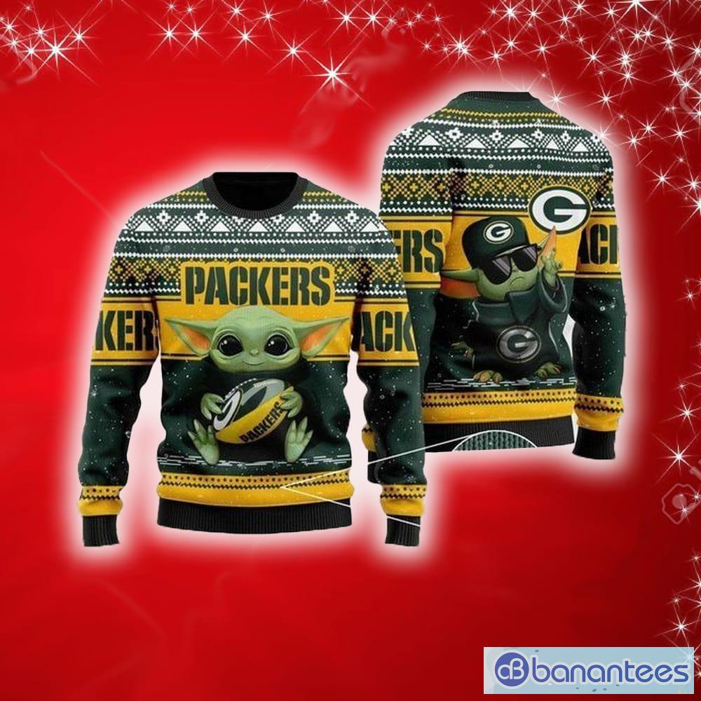 Green Bay Packers Baby Yoda Ugly Christmas Sweater Christmas Gift -  Banantees