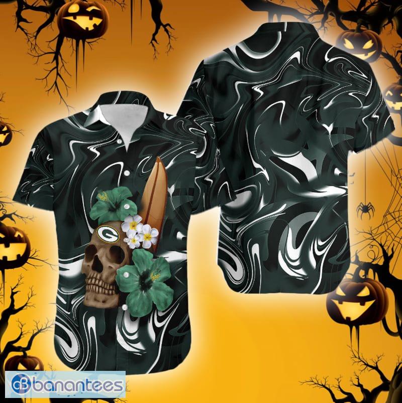 Green Bay Packers NFL Skull And Flower Pattern Metallica Hawaiian Shirt -  Banantees