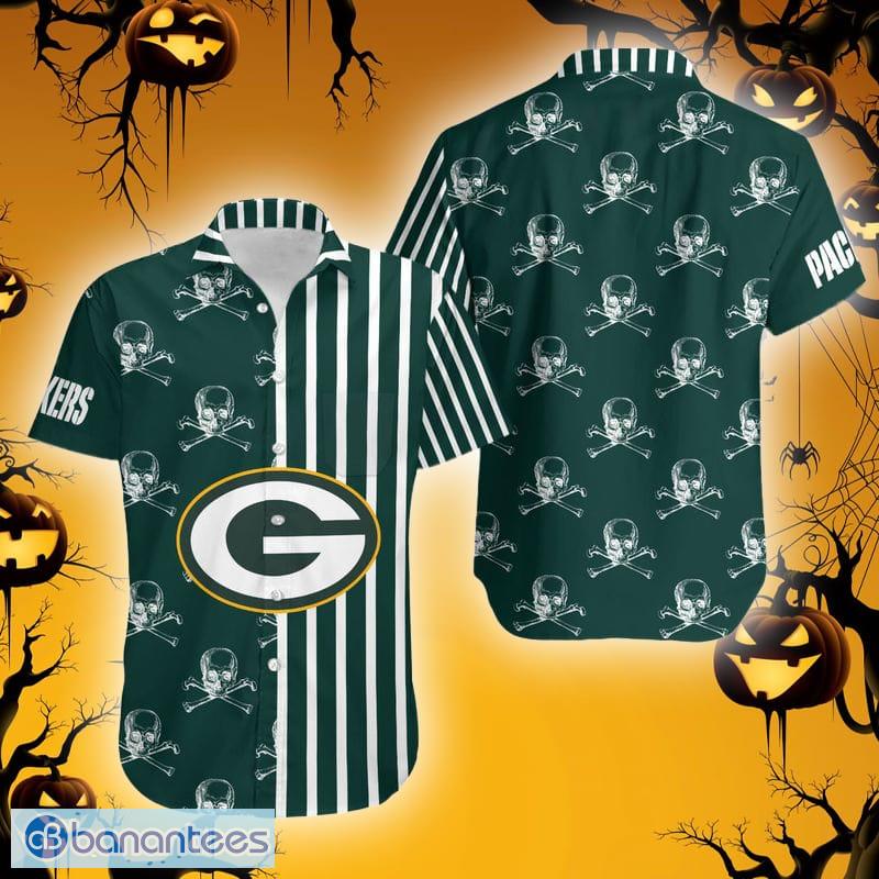 NFL Green Bay Packers Skull Leaf Halloween Fans Hawaiian Shirt