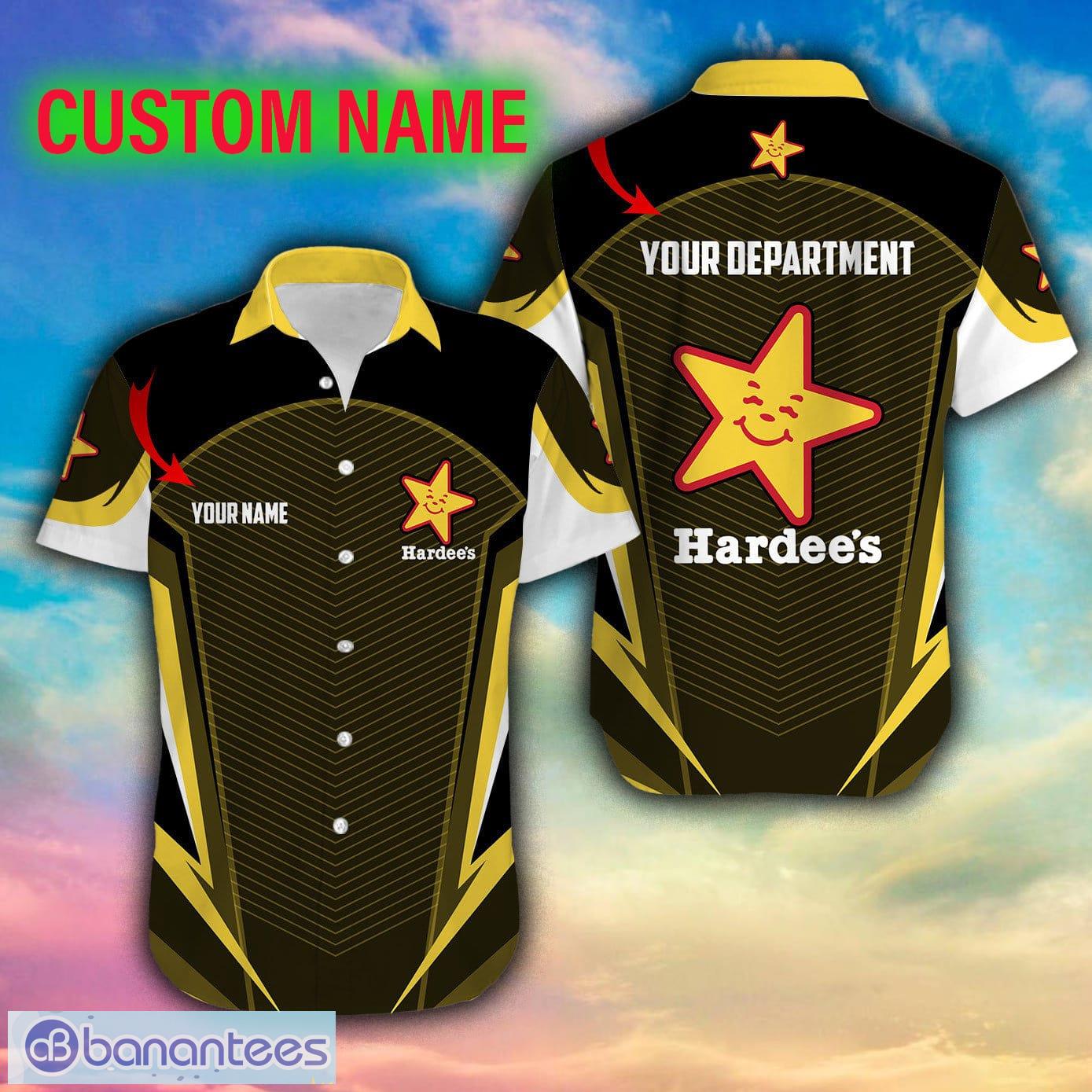 hardees Famous Big Logo AOP Hawaiian Shirt Gift For Fans Custom Name - hardees Famous Big Logo AOP Hawaiian Shirt Gift For Fans Custom Name