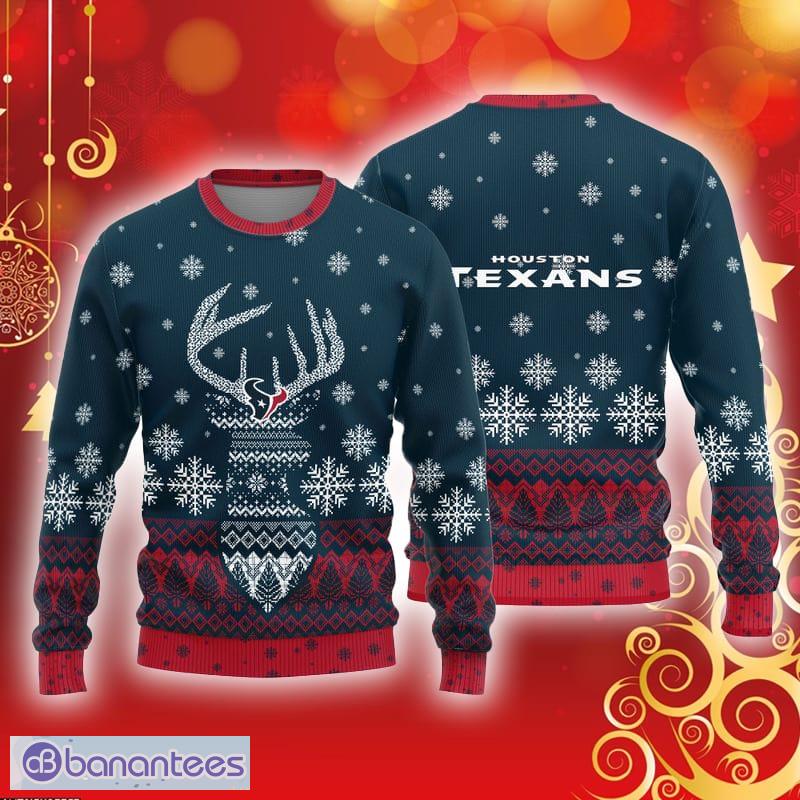 Houston Texans Logo Knitted Reindeer Ugly Christmas Sweater - Houston Texans Logo Knitted Reindeer Ugly Christmas Sweater