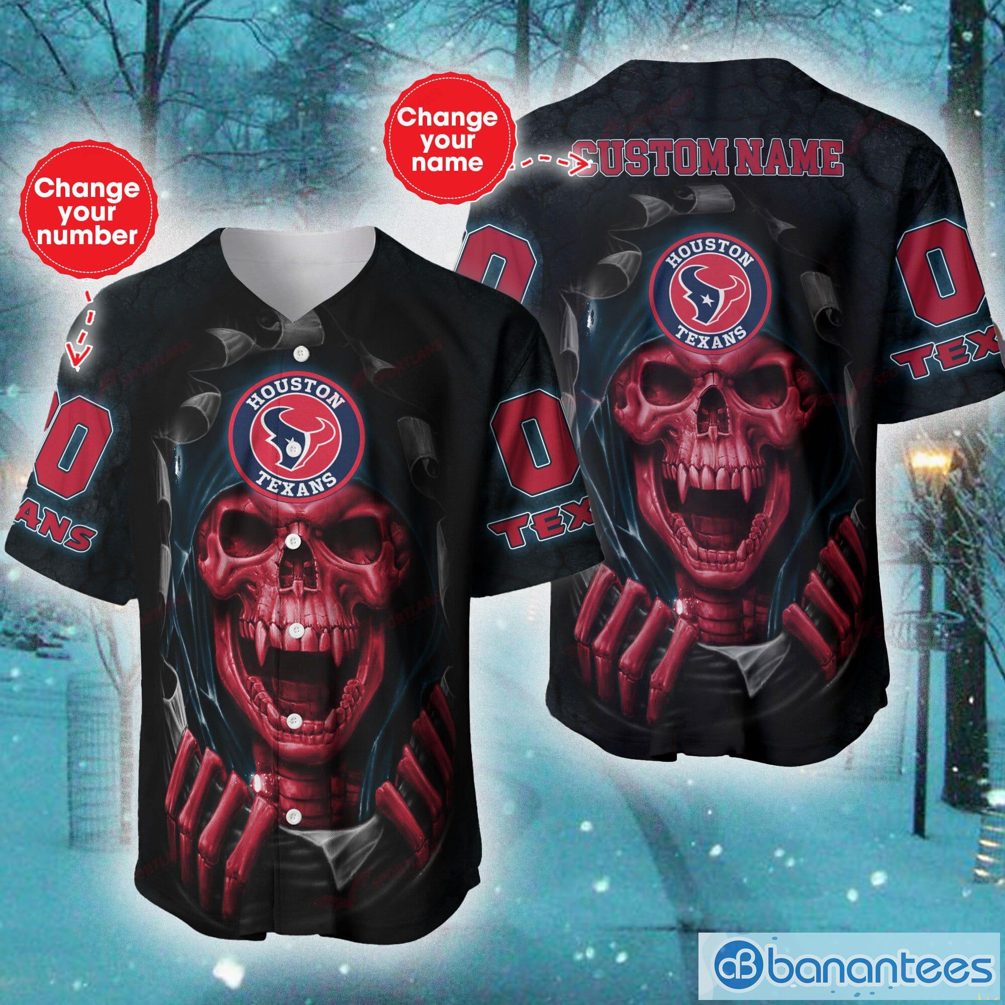 Houston Texans NFL Baseball Jersey Shirt Skull Custom Number And Name For  Fans Gift Halloween - Banantees