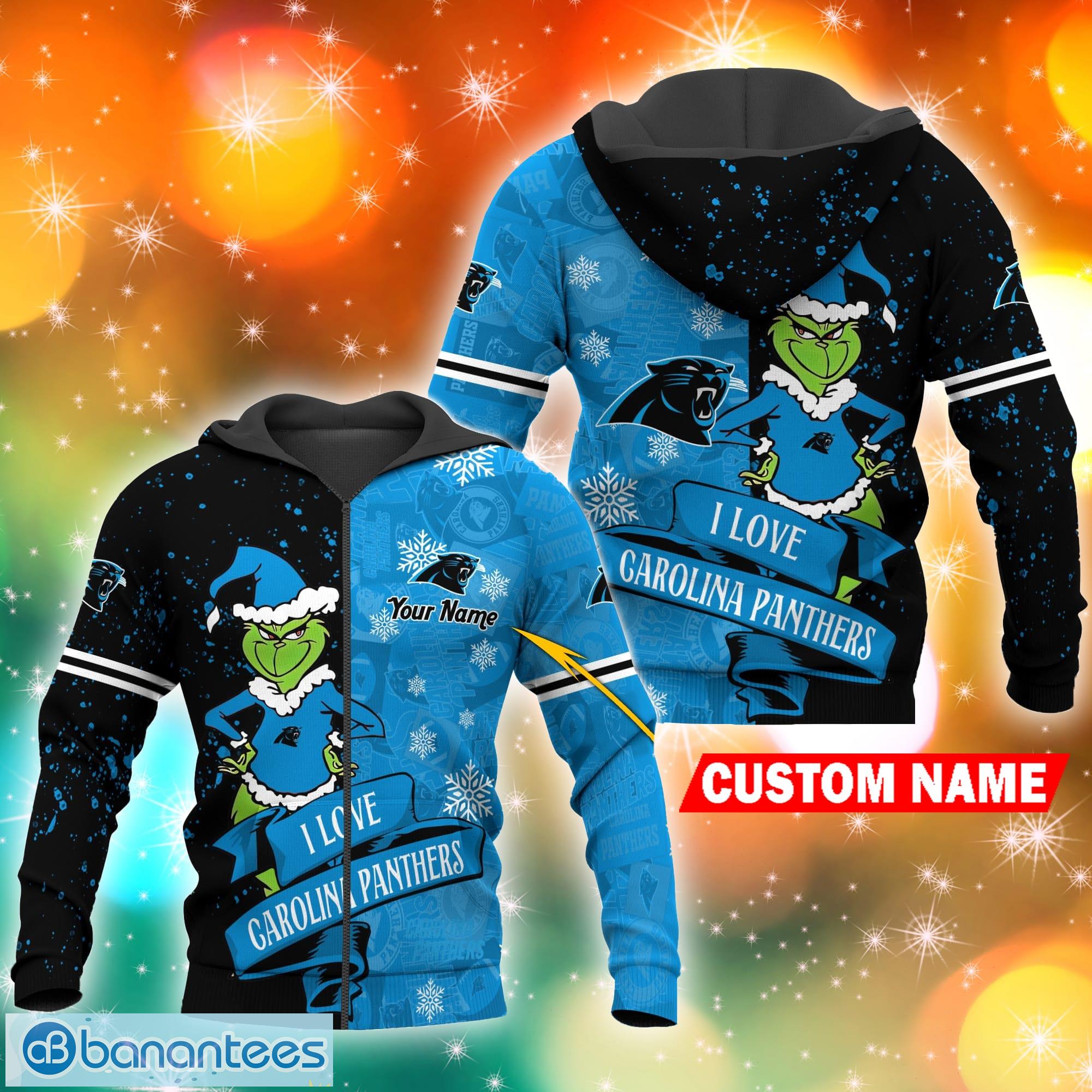 Carolina Panthers NFL Grinch Christmas Tree 3D Hoodie Pullover