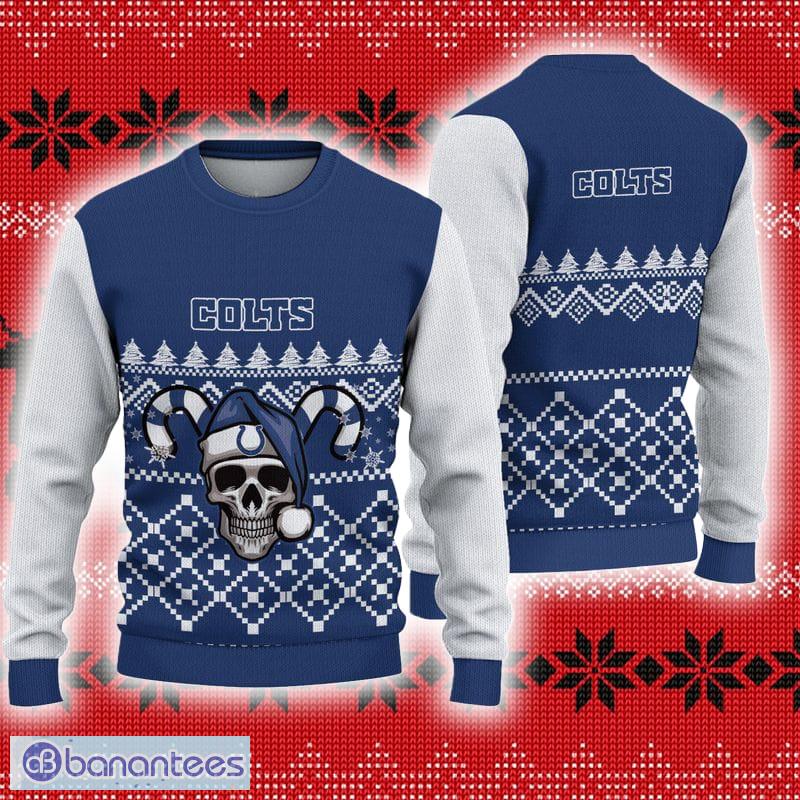 Indianapolis Colts Christmas Skull Ugly Christmas Sweater Sleigh AOP Gift  For Fans - Limotees