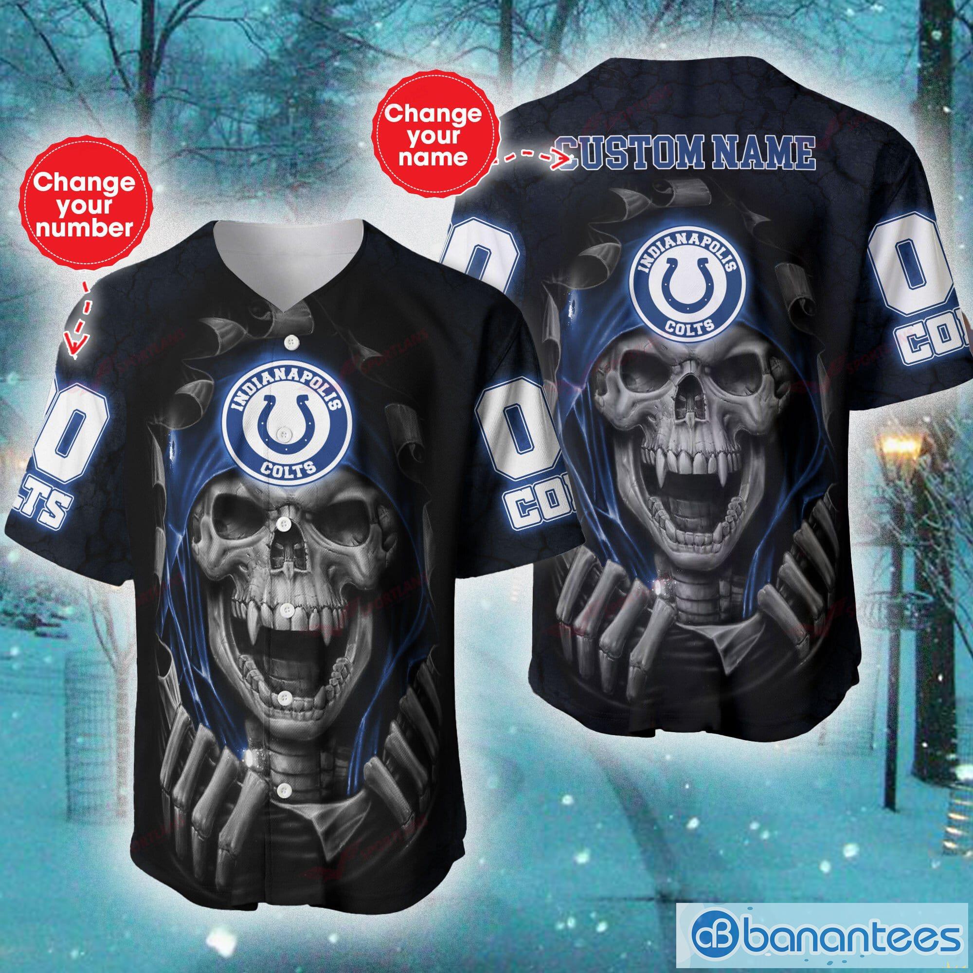 Indianapolis Colts NFL Baseball Jersey Shirt Skull Custom Number