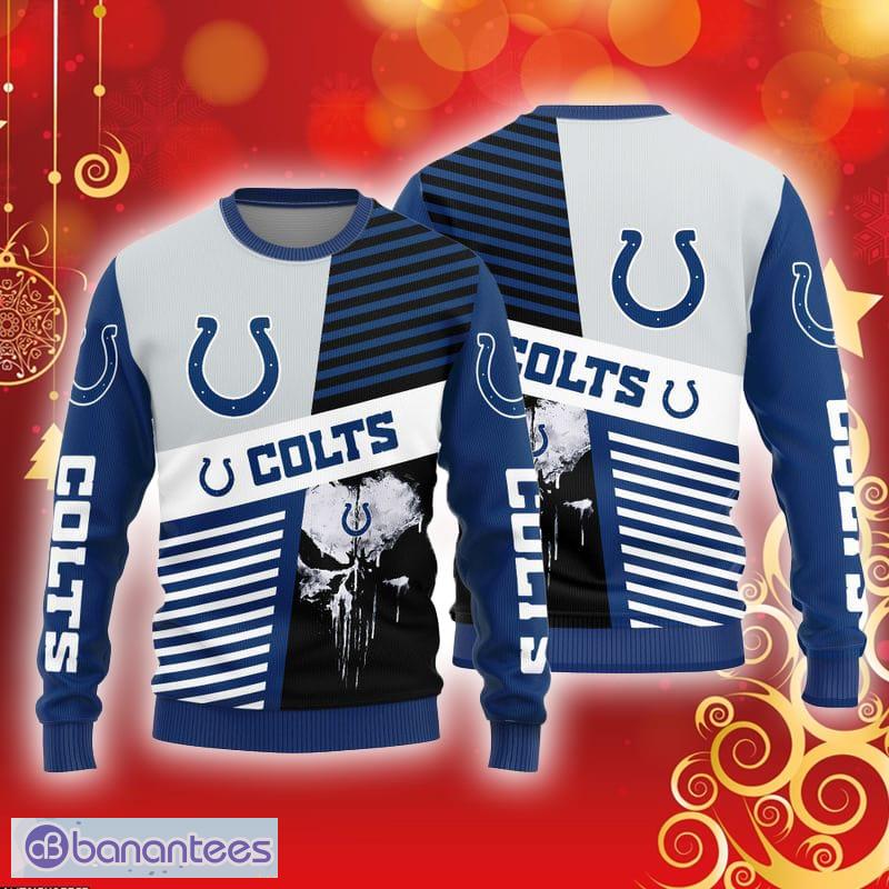 Indianapolis Colts Christmas Skull Halloween Ugly Christmas Sweater Xmas -  Banantees