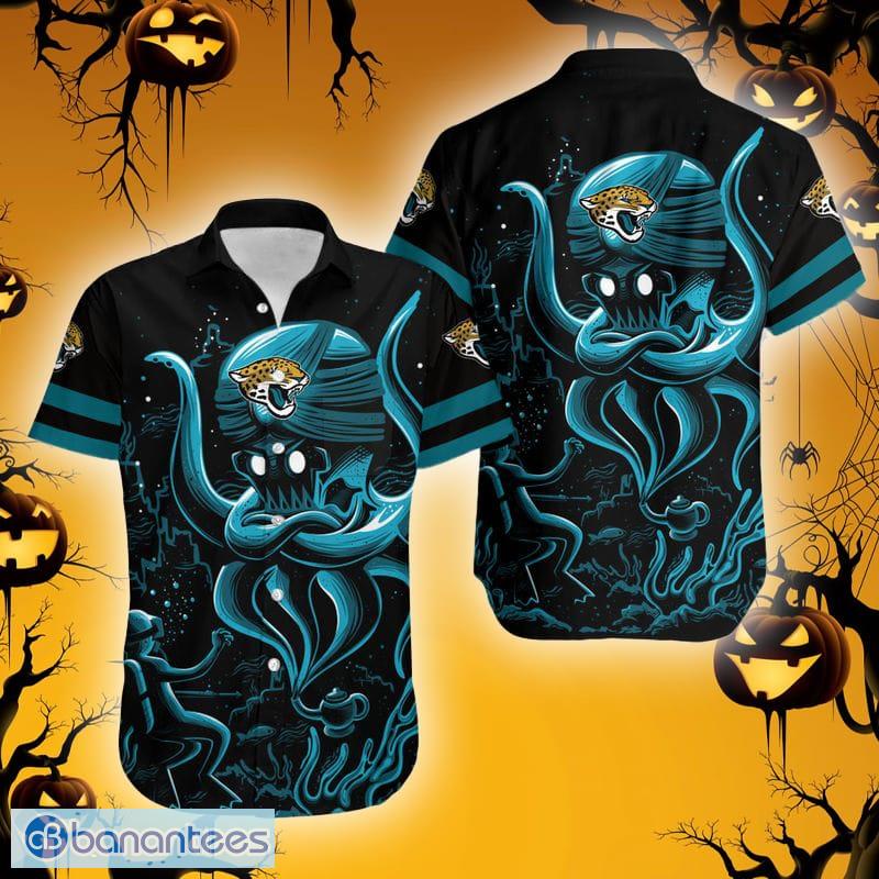 Jacksonville Jaguars Skull And Flower Halloween Hawaiian Shirt For