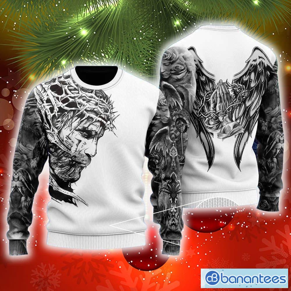 jesus tattoo ugly christmas sweater gift for men and women