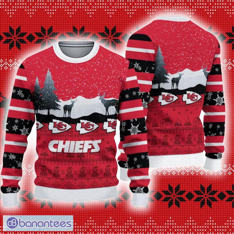 Kansas City Chiefs Christmas Reindeers Pattern Ugly Sweater For Men Women -  Banantees