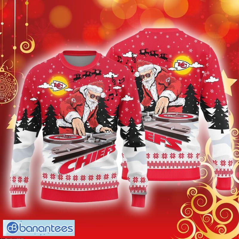 Snow Santa Pattern Logo Kansas City Chiefs Christmas Tree Ugly Christmas  Sweater - Banantees