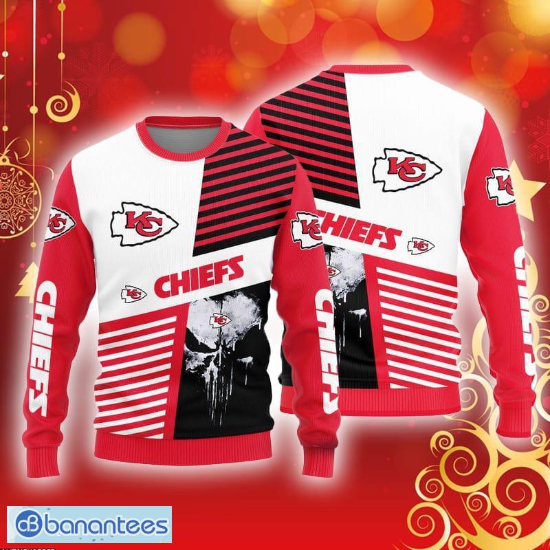 Christmas Gift Kansas City Chiefs Skull Pattern 3D Ugly Christmas