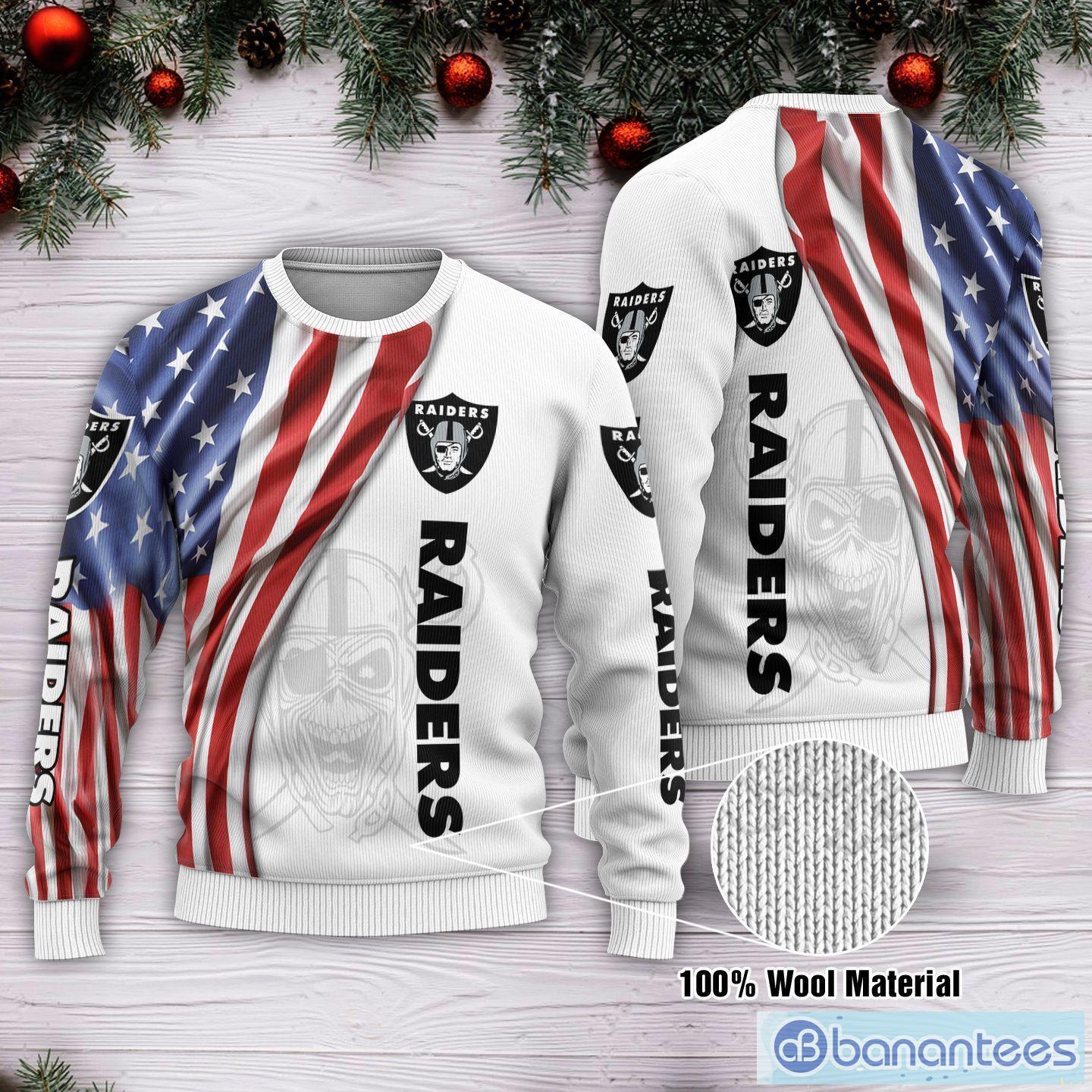 Las Vegas Raiders Christmas Santa Claus Pattern Ugly Sweater For Men Women  - Banantees