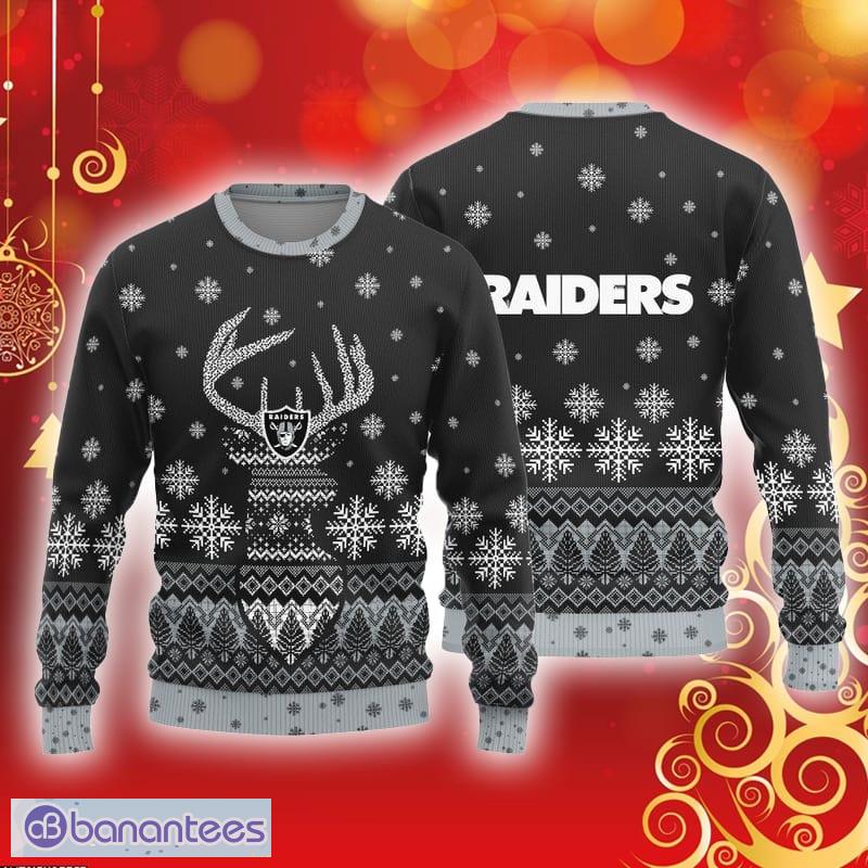 Las Vegas Raiders Logo Knitted Reindeer Ugly Christmas Sweater