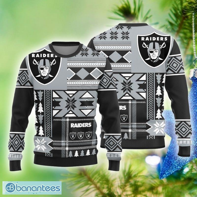 Las Vegas Raiders Logo Knitted Reindeer Ugly Christmas Sweater - Banantees