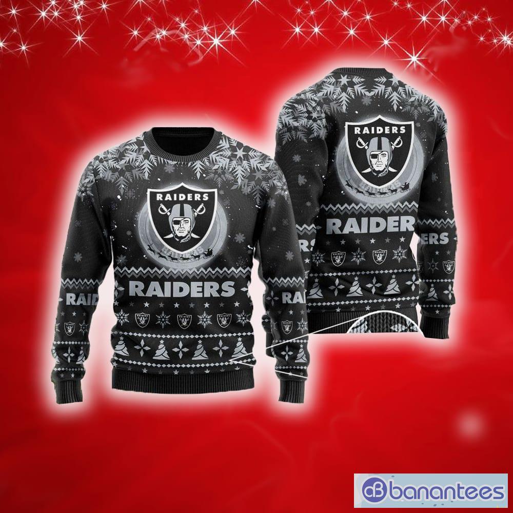 Las Vegas Raiders NFL Santa Claus In The Moon New Ugly Christmas Sweater  For Men And Women Gift Fans - Banantees