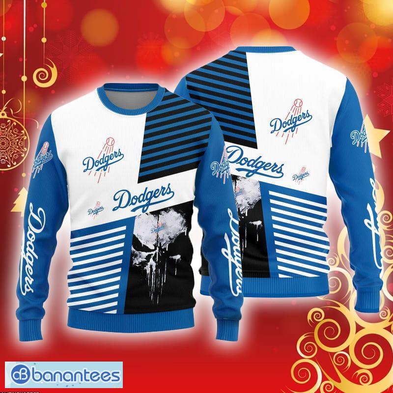 Los Angeles Dodgers Logo Knitted Pattern Ugly Christmas Sweater - Banantees