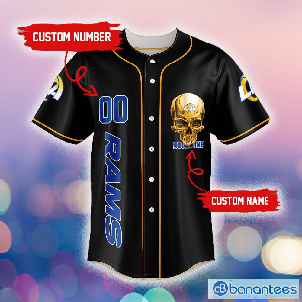 Los Angeles Rams Damn Right NFL Jersey Shirt Skull Custom Number And Name  Gift For Fans Halloween - Banantees