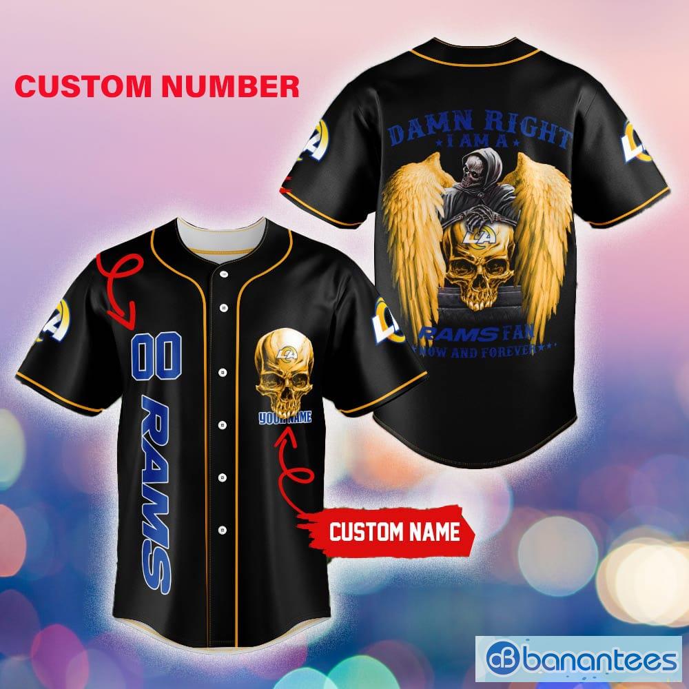 Custom Number And Name Los Angeles Rams Skull Halloween Baseball