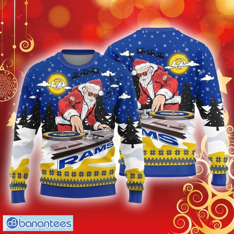 Los Angeles Rams Logo Knitted Funny DJ Santa Ugly Christmas