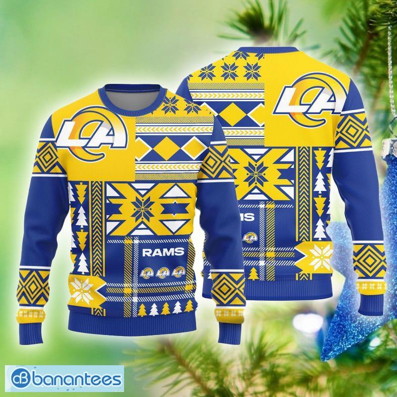 Los Angeles Rams Snowflakes Reindeer Pattern Ugly Xmas Sweater For