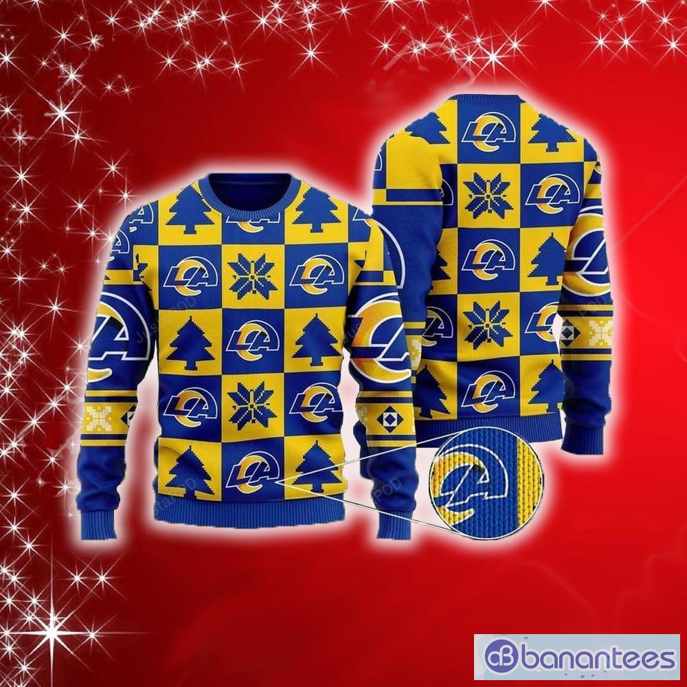 Los Angeles Rams NFL Yellow Blue New Ugly Christmas Sweater For Men And Women Gift Fans - Los Angeles Rams NFL Yellow Blue New Ugly Christmas Sweater For Men And Women Gift Fans