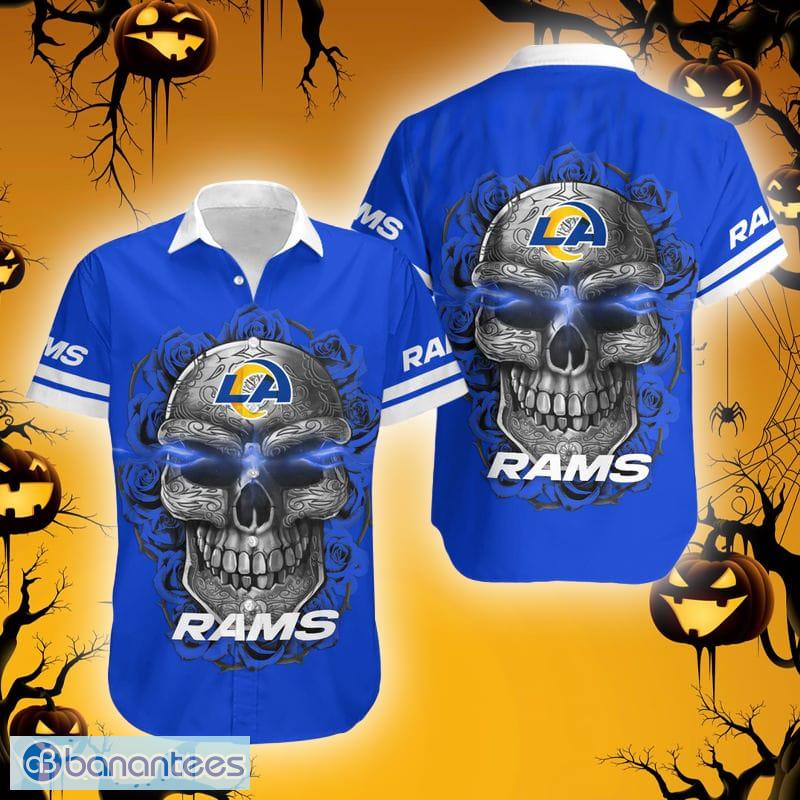 NFL Los Angeles Rams Skull Leaf Halloween Fans Hawaiian Shirt Gift For Men  And Women - Banantees