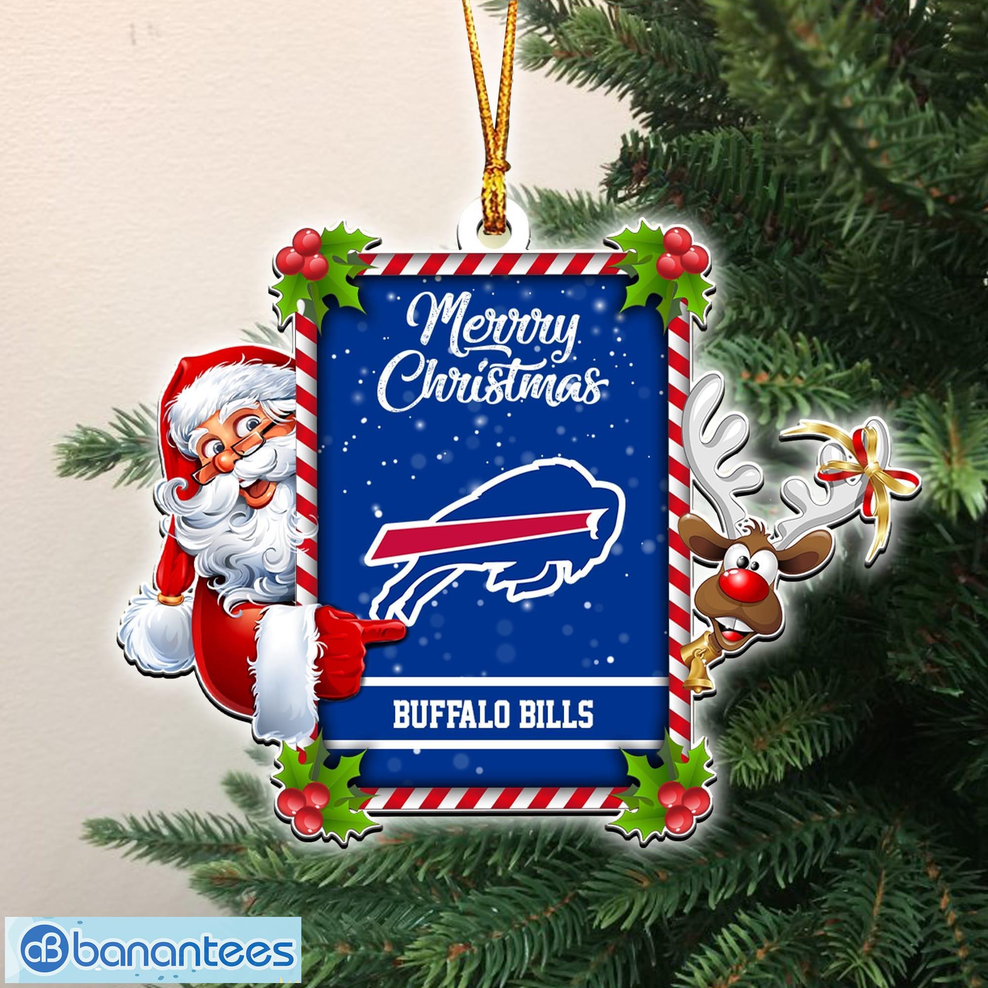 Merry Christmas Buffalo Bills NFL Santa And Reindeer Ornaments - Banantees