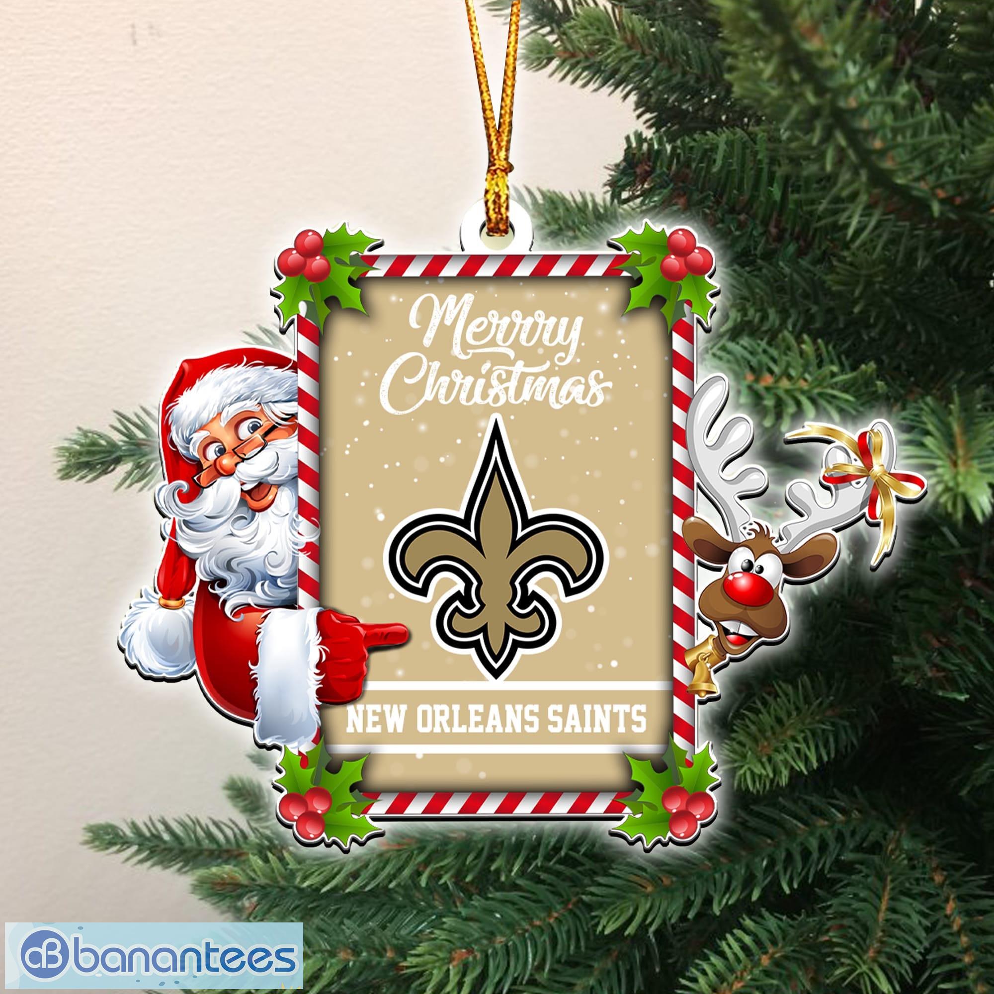 Merry Christmas New Orleans Saints NFL Santa And Reindeer Ornaments -  Banantees