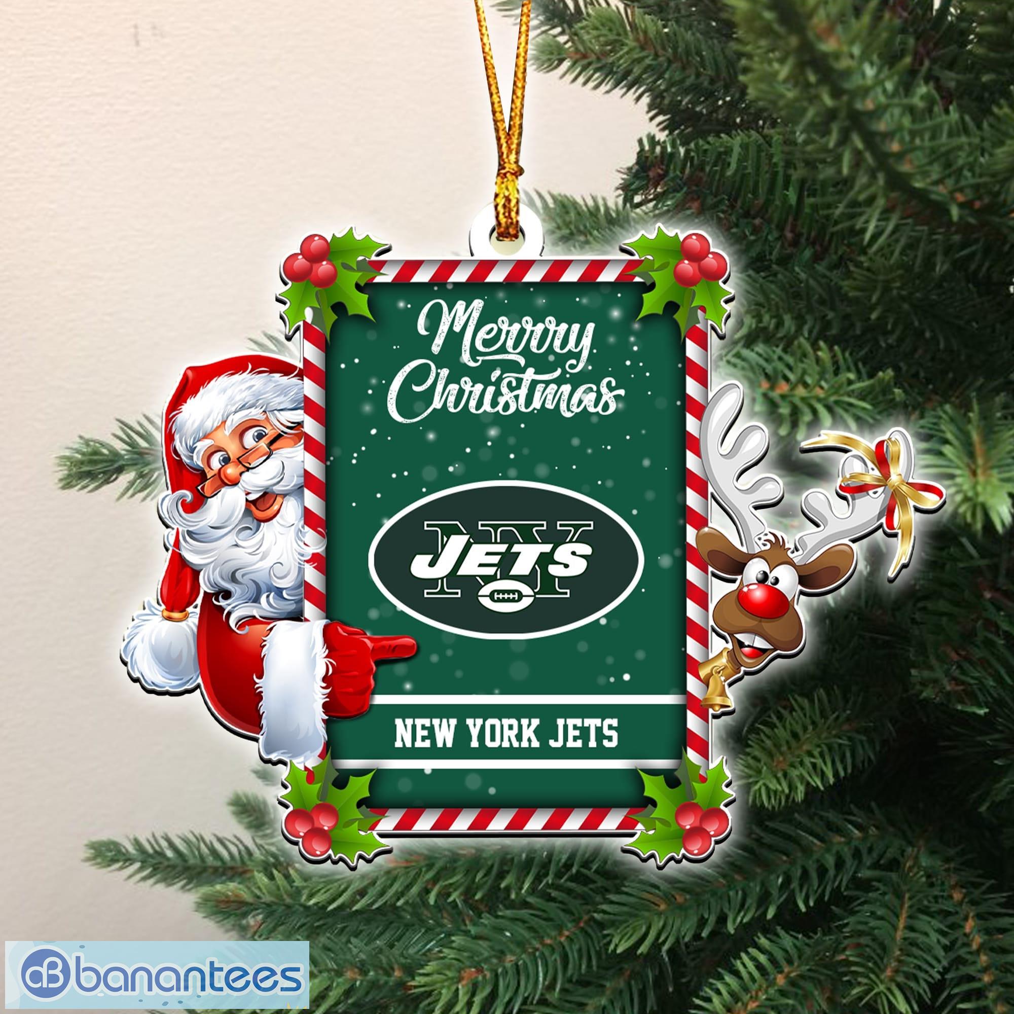 Merry Christmas New York Jets NFL Santa And Reindeer Ornaments - Banantees
