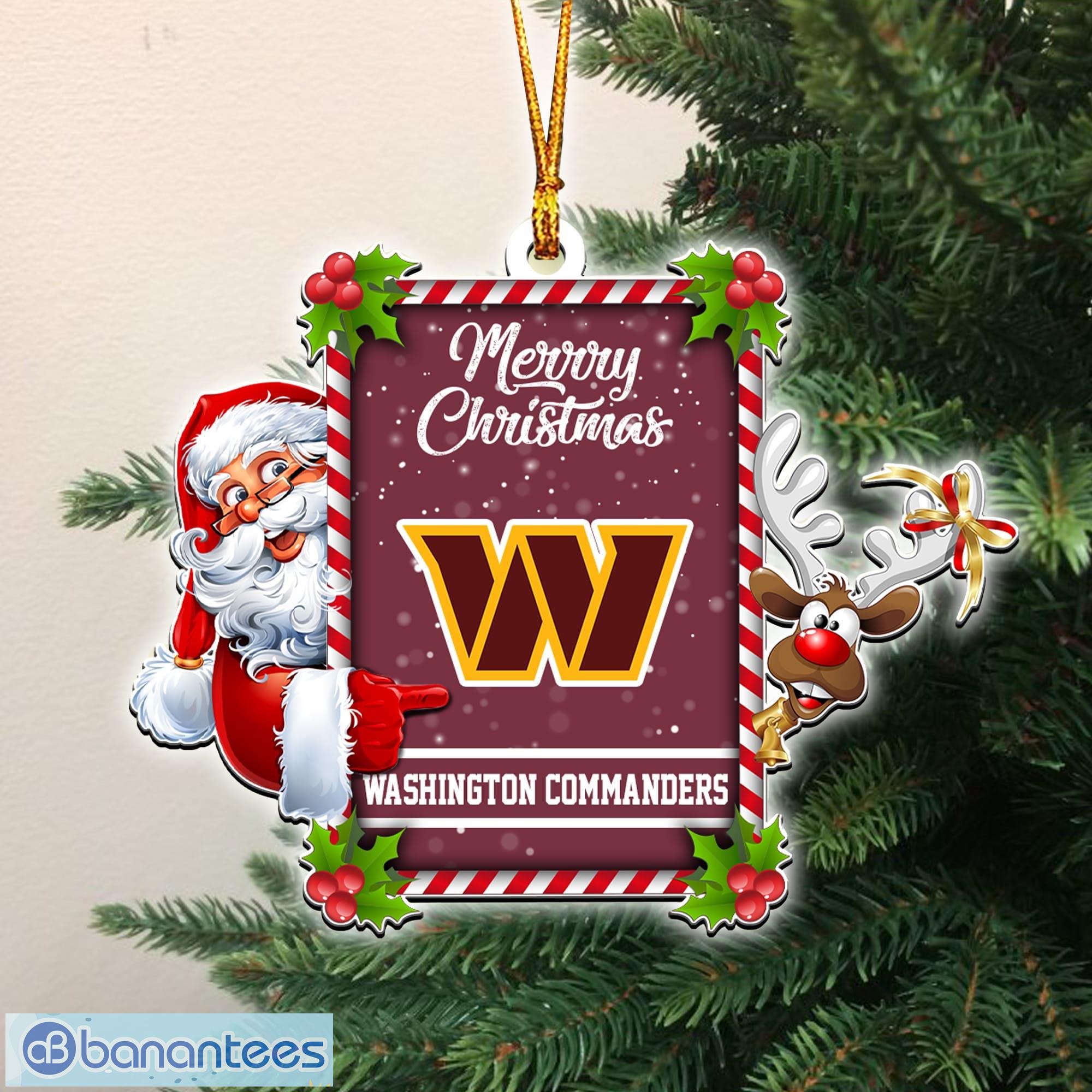 Merry Christmas Washington Commanders NFL Santa And Reindeer Ornaments -  Banantees