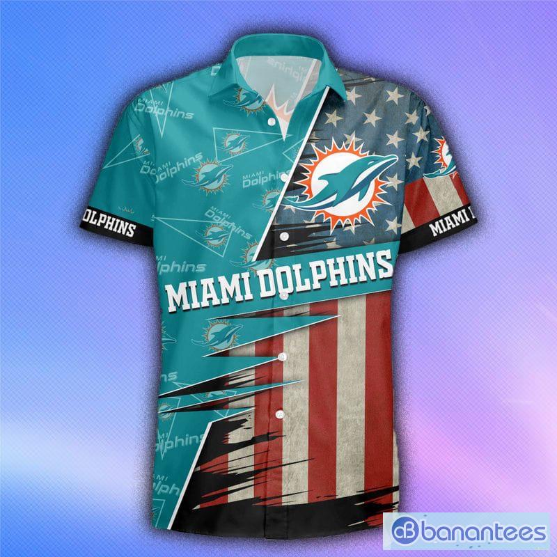 Miami Dolphins American Flag Logo Hawaiian Shirt Vacation Gift For