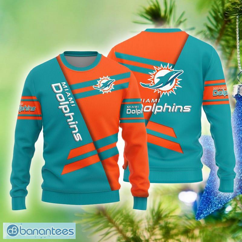 Miami Dolphins Christmas Pattern Ugly Christmas Sweater Blizzard