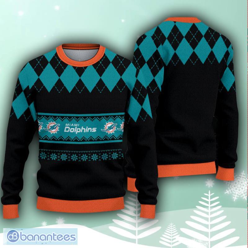 Sweater Snow Team Logo Miami Dolphins Ugly Christmas Sweater - Banantees