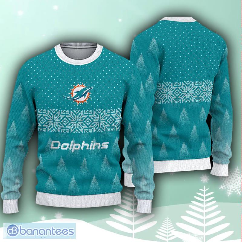 Miami Dolphins Snowflakes Pattern Ugly Christmas Sweater Christmas Gift -  Banantees