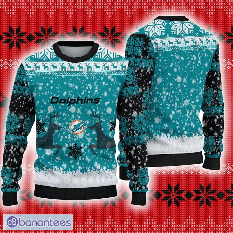 Sweater Snow Team Logo Miami Dolphins Ugly Christmas Sweater - Banantees