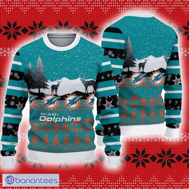 Miami Dolphins Christmas Light Reindeer Ugly Christmas Sweater